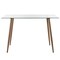 Rectangle Glass Top Accent Dining Table with Solid Wood Legs | Modern Space Saving Small Leisure Tea Desk for Kitchen Dining Room, Living Room (Clear)